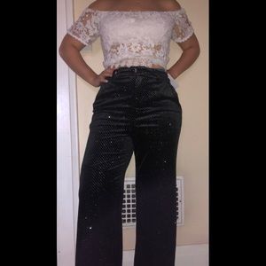 High Waisted Black Shiny Pants